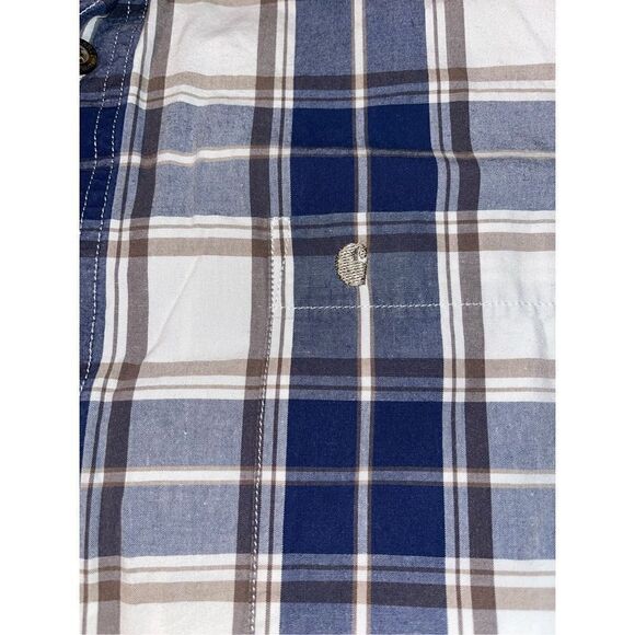 Carhartt Shirt Mens XL Blue Plaid Short Sleeve Button Up - Picture 5 of 5